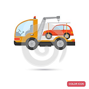 Evacuator with a car color flat icon