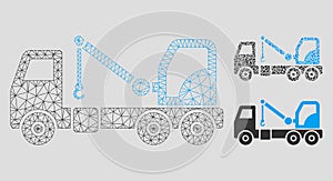 Evacuator Car Vector Mesh Wire Frame Model and Triangle Mosaic Icon