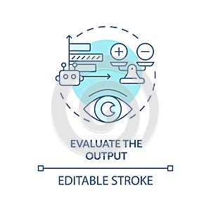 Evaluate output soft blue concept icon