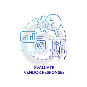 Evaluate vendor responses blue gradient concept icon