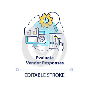 Evaluate vendor responses concept icon
