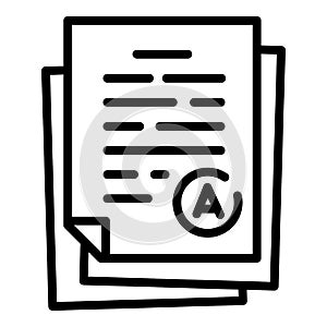 Evaluated test paper icon, outline style