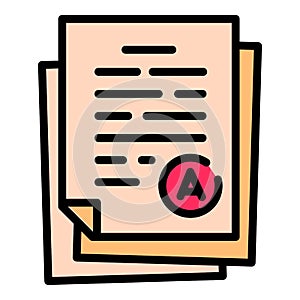 Evaluated test paper icon, outline style photo