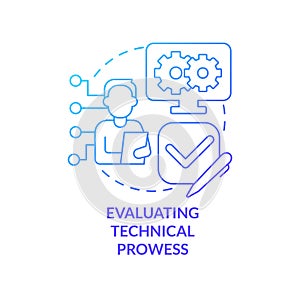 Evaluating technical prowess blue gradient concept icon