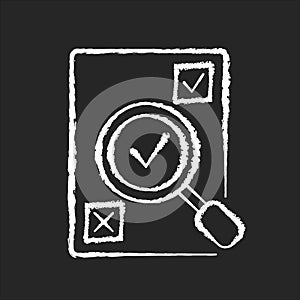 Evaluation chalk white icon on black background