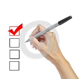 Evaluation form and hand check