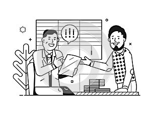 Evaluation Process Concept with Boss and Employee