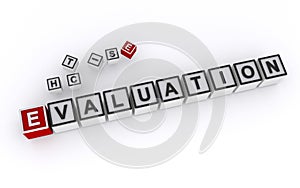 evaluation word block on white