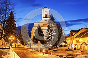 Evangelical Church in Poprad at night