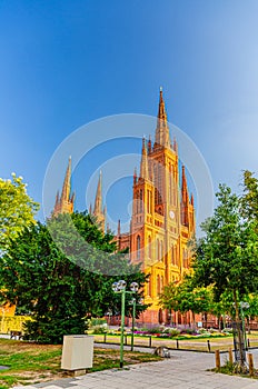 Evangelical Market Protestant church Wiesbaden or Marktkirche neo-Gothic style building