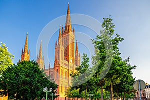 Evangelical Market Protestant church Wiesbaden or Marktkirche neo-Gothic style building