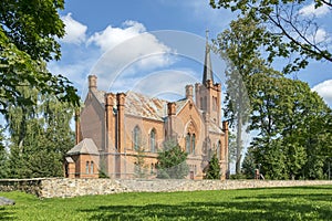 The Evangelical Reformed Church of Lithuania, red brick church in Birzai, Lithuania photo