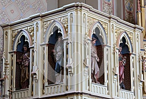 The evangelists on the pulpit in the church of Saint Matthew in Stitar, Croatia