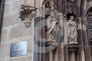 Evangelists statues in Hronsky Benadik church and monastery