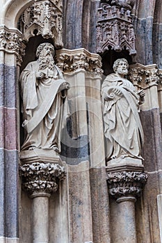 Evangelists statues in Hronsky Benadik church and monastery