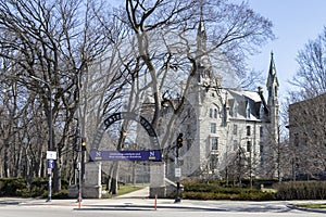 EVANSTON, IL - APRIL 3, 2020: On a normally busy school day, the campus of Northwestern University is shut down due to the COVID-