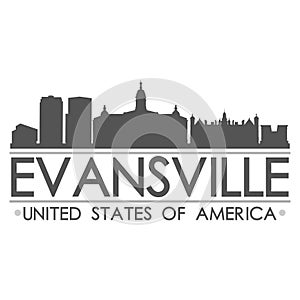 Evansville Silhouette Design City Vector Art