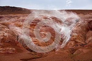 Evaporation in the geothermal valley, Leirhnjukur, Iceland