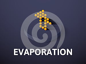 Evaporation isometric icon, on color background