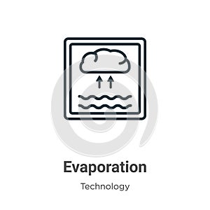 Evaporation outline vector icon. Thin line black evaporation icon, flat vector simple element illustration from editable