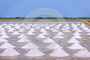 Evaporation pond in salt pan or field