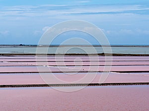 Evaporation ponds of saline refinery saltworks