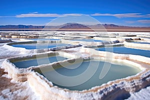 evaporation pools in a salt lake