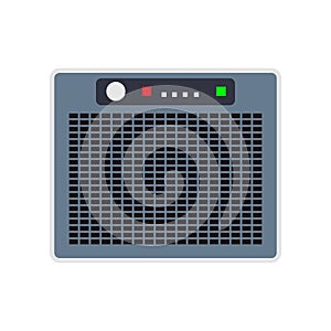 Evaporative cooler industry air fan conditioner vector. Power compressor unit condenser icon front view