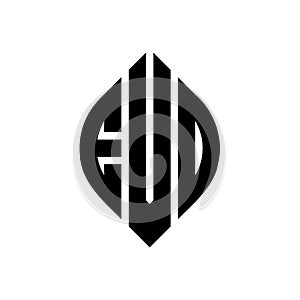 EVD circle letter logo design with circle and ellipse shape. EVD ellipse letters with typographic style. The three initials form a