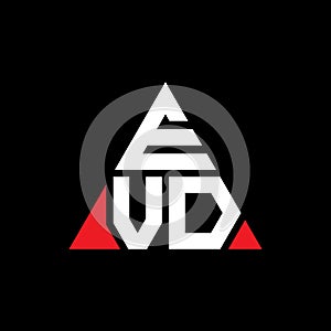 EVD triangle letter logo design with triangle shape. EVD triangle logo design monogram. EVD triangle vector logo template with red
