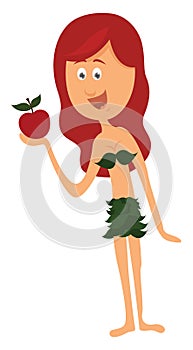 Eve with apple, illustration, vector