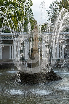 Eve fountain in the Peterhof palace and gardens. Petergof, Saint Petersburg, Russia