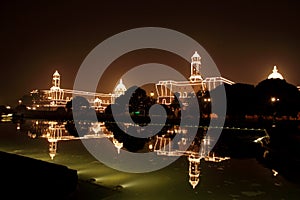 On the eve of Republic Day, the well lit Rashtrapati Bhavan