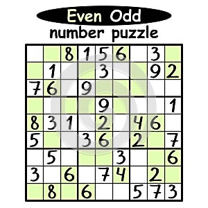 Even-Odd sudoku game for children vector illustration