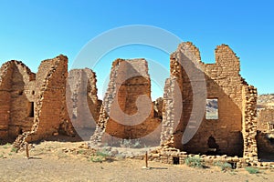 Chaco Culture National Historical Park with Kin Kletso Pueblo in the Canyon, New Mexico, USA photo