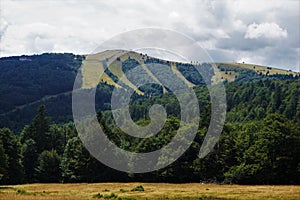 Even in summer you can see the ski lifts and slopes at Le Markstein mountain in the Vosges