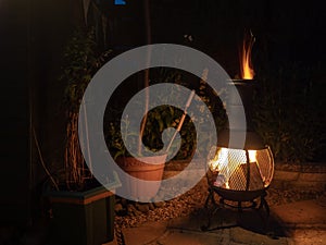 Evening around the garden chiminea photo