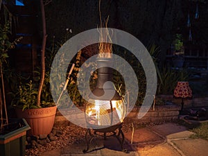 Evening around the garden chiminea