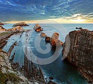 Evening Atlantic ocean coastline near Portio Beach