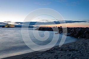 Evening beach in oceanfront area, Edmonds, WA