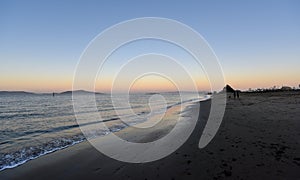 Evening at beach of San Francisco