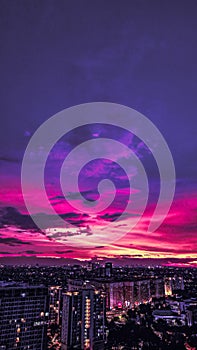 evening and a beautiful view of the city