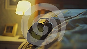 The Evening Bedside Alarm Clock.AI generated image