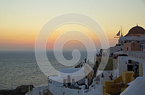 Evening in the city of Oia on the island of Santorini