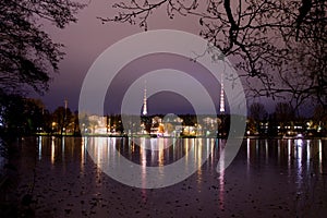 Evening cityscape of Lahti, Finland