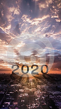 Evening cloudscape in city, Colorful sunset