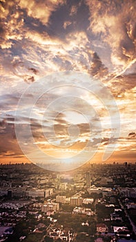Evening cloudscape in city, Colorful sunset