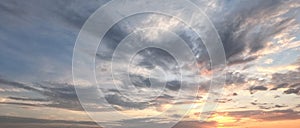 The evening cloudy sky. Dramatic sky. Evening landscape, twilight