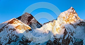 Evening colored view of Mount Everest from Kala Patthar