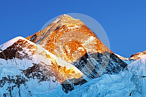 Evening colored view of Mount Everest from Kala Patthar